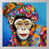 Poster Singe coloré (Devant)