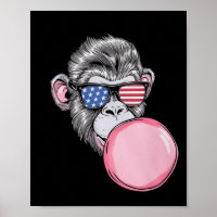 Singe cool avec lunettes de soleil drapeau américa