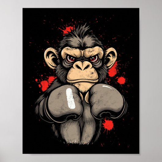 Poster Singe de boxe cool - Costume (Devant)
