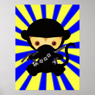 Poster Singe de Cute kawaii ninja