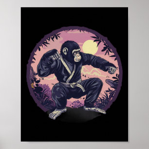 Poster Singe de karaté Nature Lune Mma Kickboxing Singe L