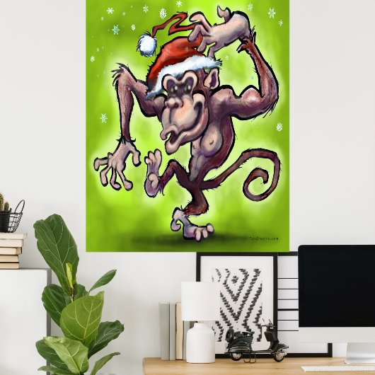 Poster Singe de Noël (Bureau à domicile)