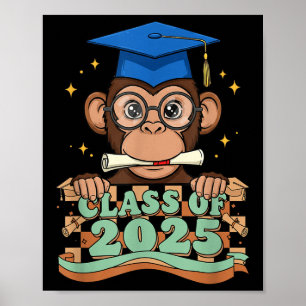 Poster Singe Diplômé Cl De 2025 Enfants Hommes Femmes Gra