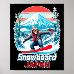 Poster Singe Du Snowboard Au Japon Paysage Pittoresque