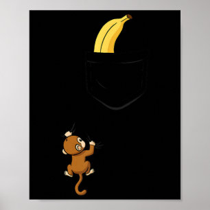 Poster Singe grimpe pour banane conception drôle d'animal