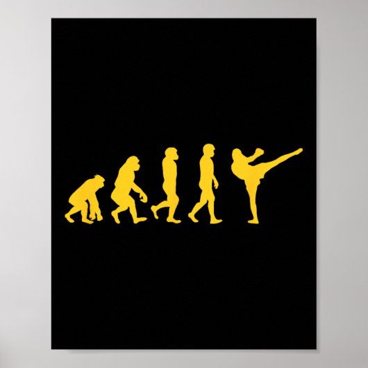 Poster Singe humain drôle évolution de gorille karaté box (Devant)