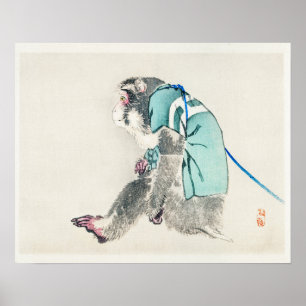 Poster Singe par Kōno Bairei (1844-1895)