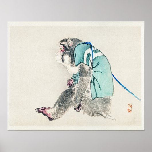 Poster Singe par Kōno Bairei (1844-1895) (Devant)