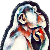 Poster Singe penseur blanc