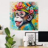 Poster Singe souriant (Bureau à domicile)