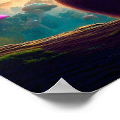 Poster Singe surplombant le paysage champêtre (Coin)