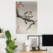 Poster Singe vintage Et Fruit, Rétro Japonais (Bureau à domicile)