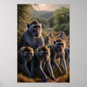 Poster Singes Admirent Majesquement Le Terrain Vert Luxur (Devant)