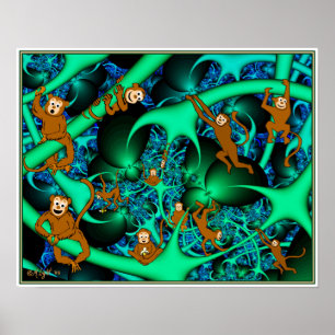 Poster Singes dans ma fractale