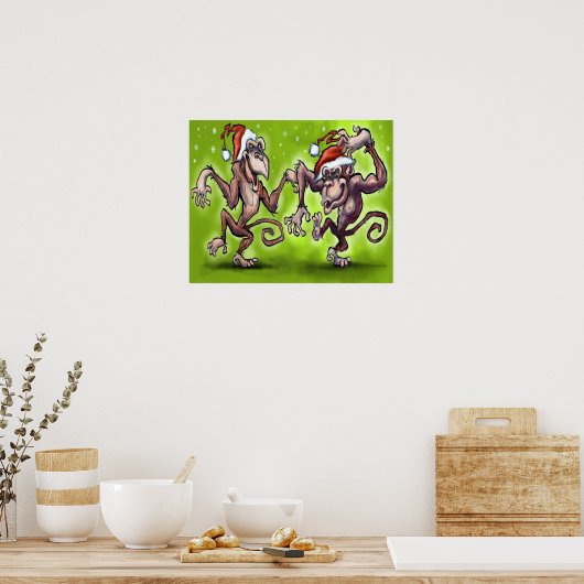Poster Singes de Noël (Cuisine)