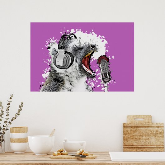 Poster Singing Lemur (Cuisine)