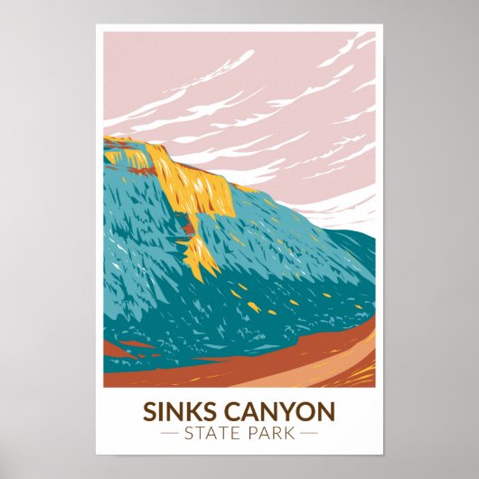 Poster Sinks Canyon State Park Wyoming Vintage (Devant)