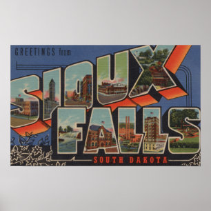 Poster Sioux Falls, Dakota du Sud - Scènes à grandes lett