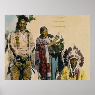 Poster Sioux Indian Grey Eagle et Family Stereoview Post