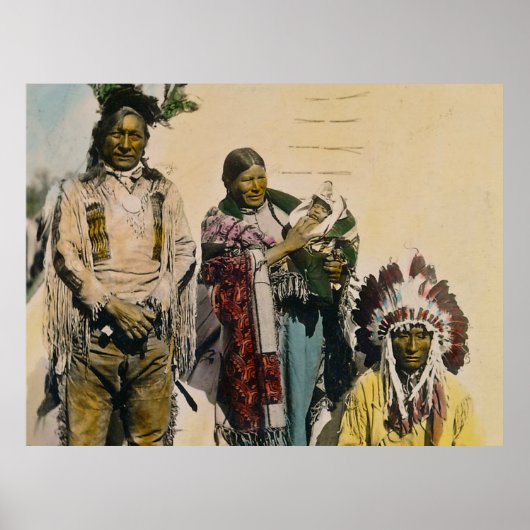 Poster Sioux Indian Grey Eagle et Family Stereoview Post (Devant)