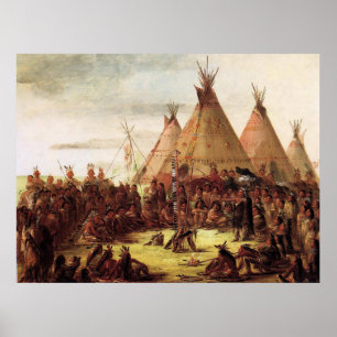 Poster Sioux War Council George Catlin Circa 1850