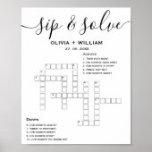 Poster Sip and Solve Custom Wedding Crossword Puzzle (Devant)