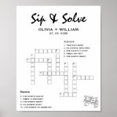 Poster Sip and Solve Custom Wedding Crossword Puzzle (Devant)