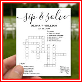 Poster Sip and Solve Custom Wedding Crossword Puzzle