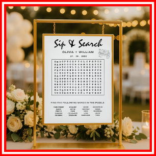 Poster Sip et recherche Mariage Word personnalisé Puzzle 