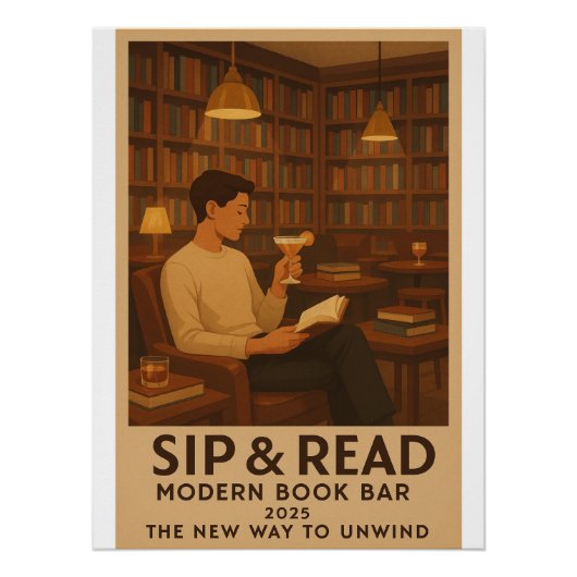 Poster Sip & Read - Bar du livre moderne (Devant)