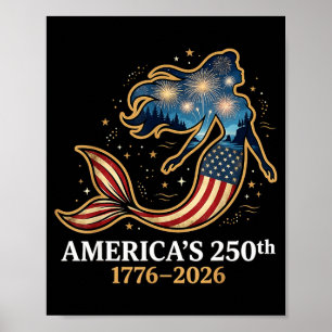 Poster Sirène 250e d'Amérique 1776-2026 patriotique 4 jui