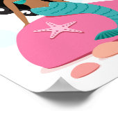 Poster sirène afro-américaine étoile de mer hippocampe (Coin)