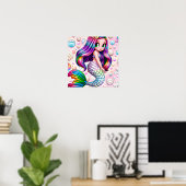Poster Sirène arc-en-ciel (Bureau à domicile)