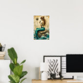 Poster Sirène Assise Sur Un Rocher (Bureau à domicile)