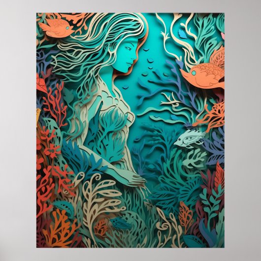 Poster Sirène avec art 3d (Devant)