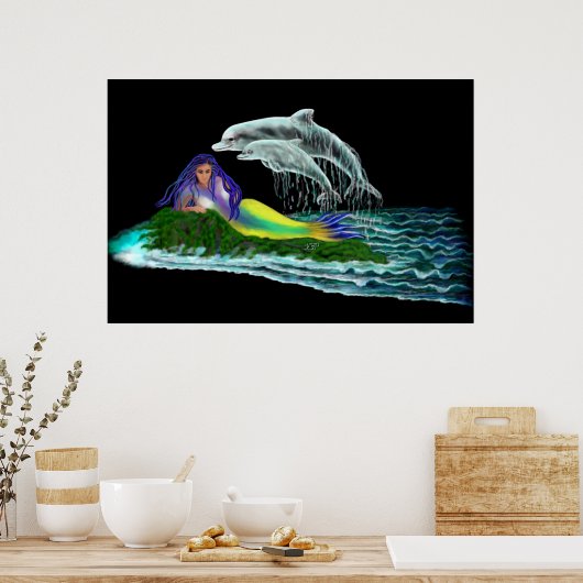 Poster Sirène avec dauphins (Cuisine)