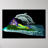 Poster Sirène avec dauphins (Devant)