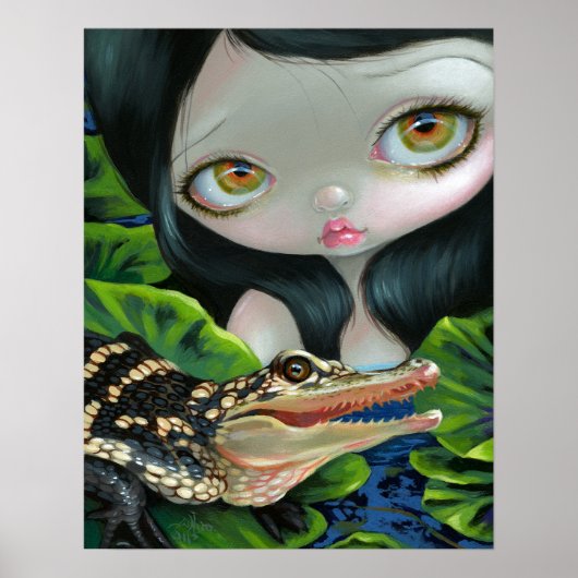 Poster Sirène avec un bébé Alligator ART IMPRIMER grand o (Devant)