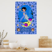 Poster Sirène bleue et dauphin imprimé (Cuisine)