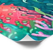 Poster Sirène colorée à thème Bonne bannière d'anniversai (Coin)