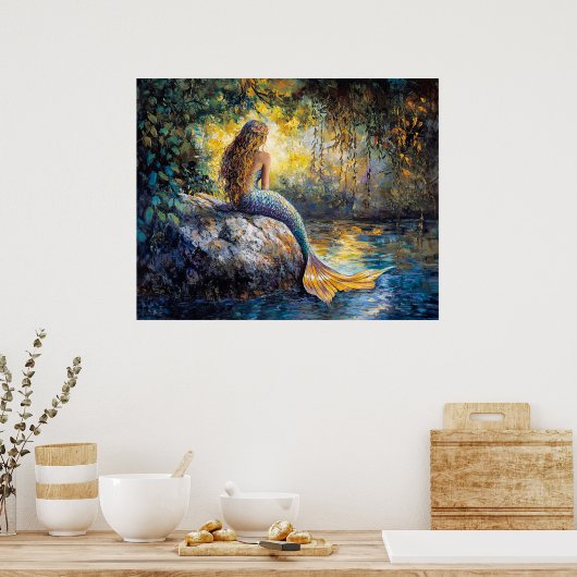 Poster Sirène dans la peinture Grotto (Cuisine)