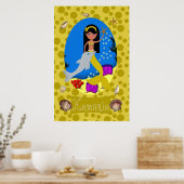 Poster Sirène d'or et dauphin (Cuisine)