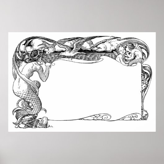 Poster Sirène et mouettes (Devant)