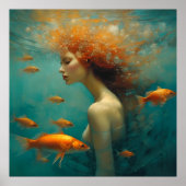 Poster Sirène et poisson d'or (Devant)