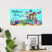 Poster Sirène personnalisée et amis de la créature marine (Bureau à domicile)