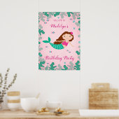 Poster Sirène rose Sous La Mer Anniversaire (Cuisine)