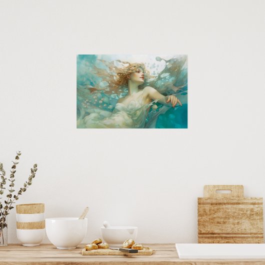 Poster Sirène se relaxant près de la surface (Cuisine)