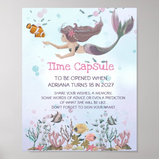 Poster Sirène Sous La Capsule Du Temps De La Mer (Devant)