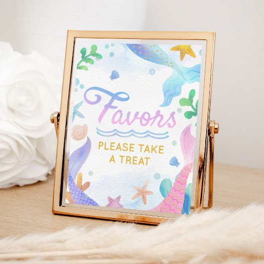 Poster Sirène Sous La Fête D'Anniversaire De La Mer Favor