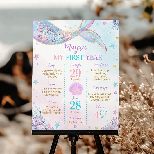 Poster Sirène sous la mer Anniversaire Jalon